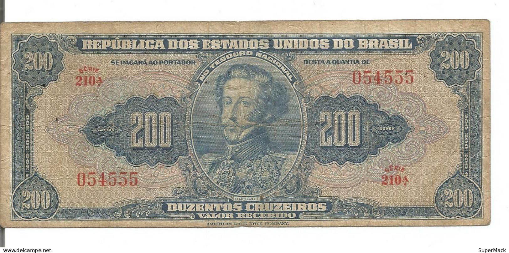 Brésil 200 Cruzeiros 1943 P139a Série 210A 054555 (1st Print) TTB - Brésil