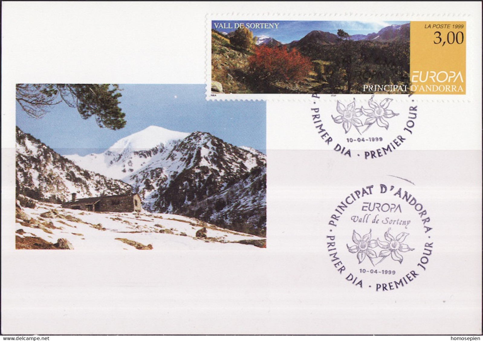 Andorre Français - Andorra CM 1999 Y&T N°514 - Michel N°MK535 - 3f EUROPA - Maximum Cards