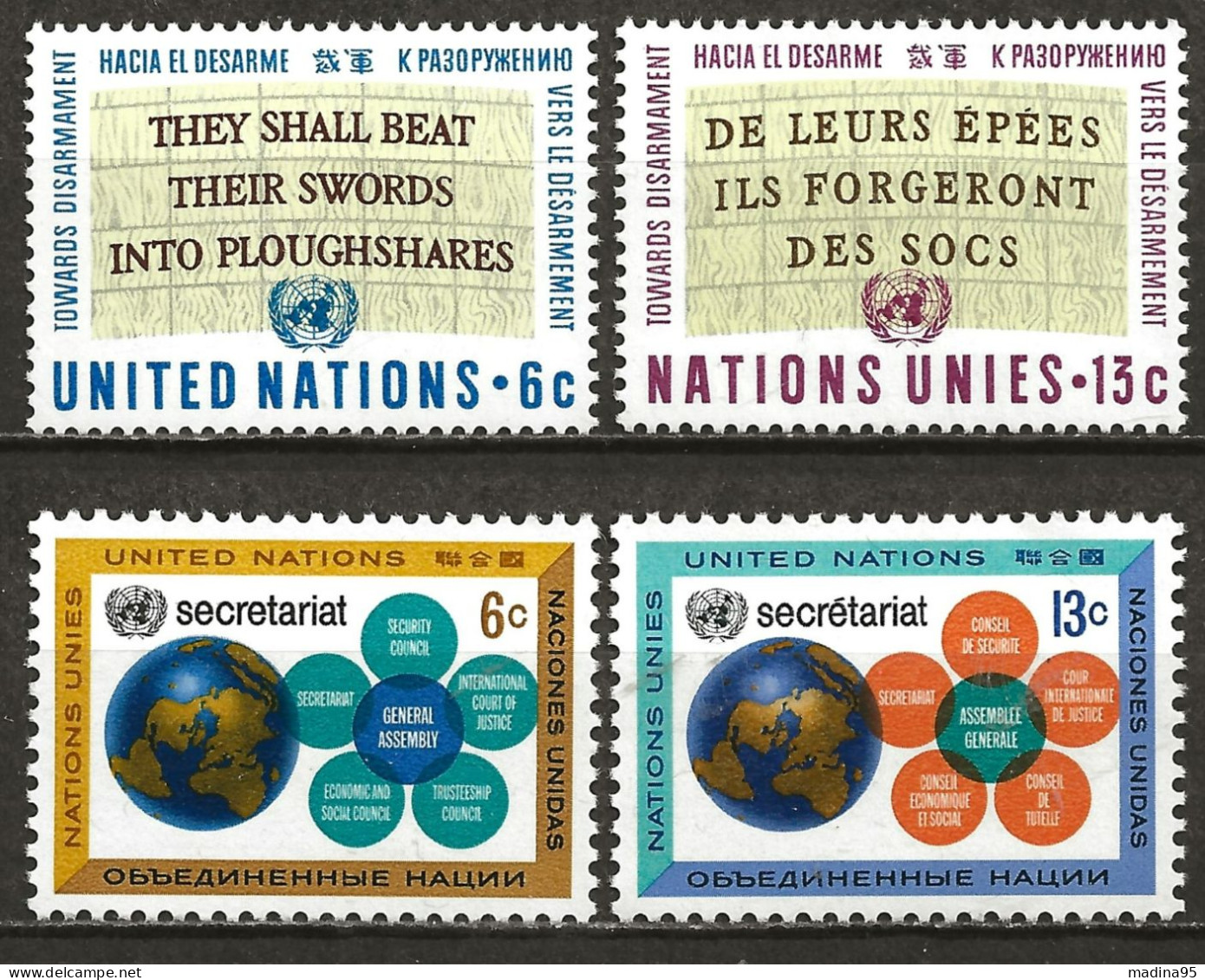 NATIONS-UNIES - NEW-YORK: **, N° YT 172/173 Et 175/176, TB - Nuovi