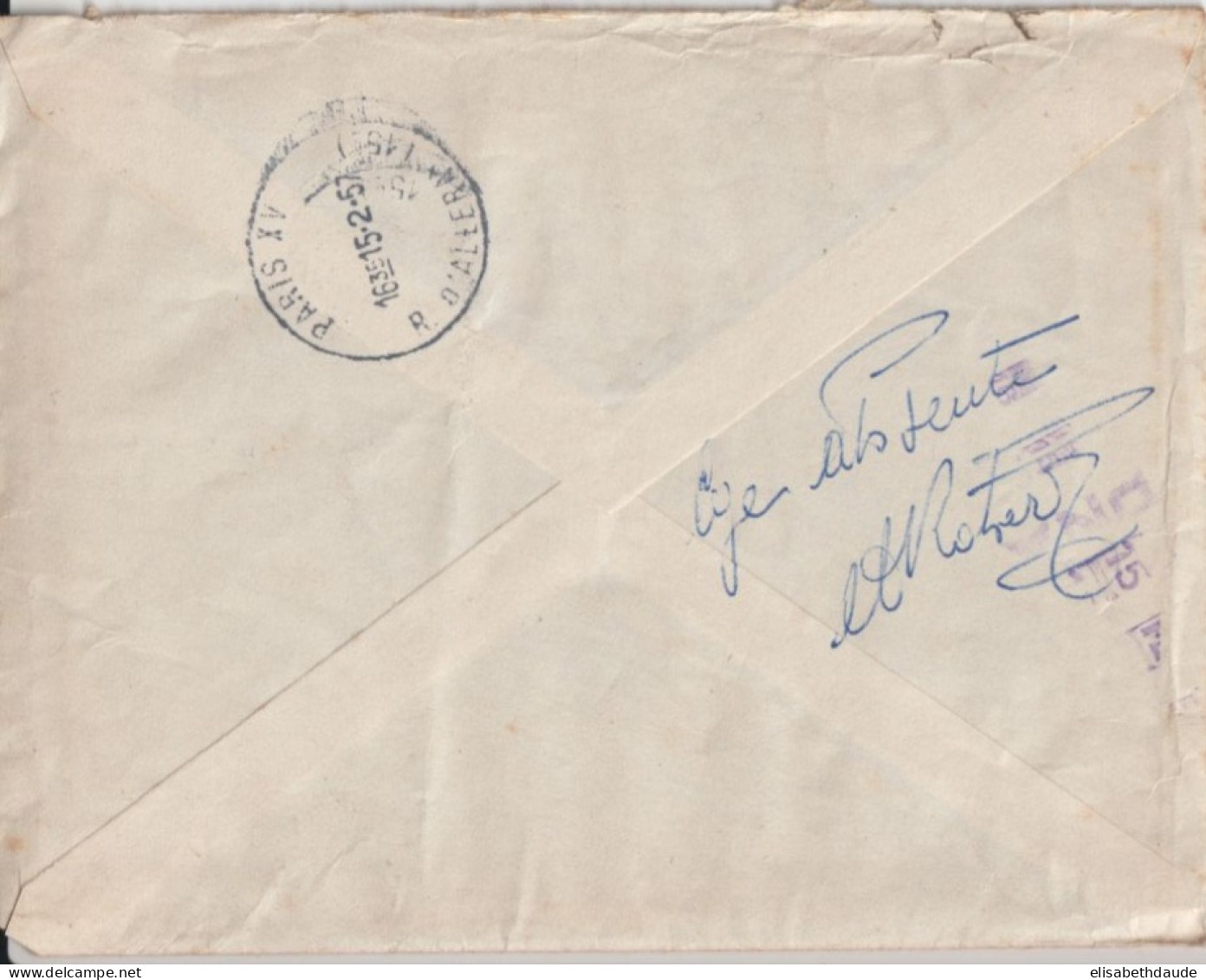 1957 - LETTRE PNEUMATIQUE De PARIS ! TYPE MULLER - 1955-1961 Marianne (Muller)