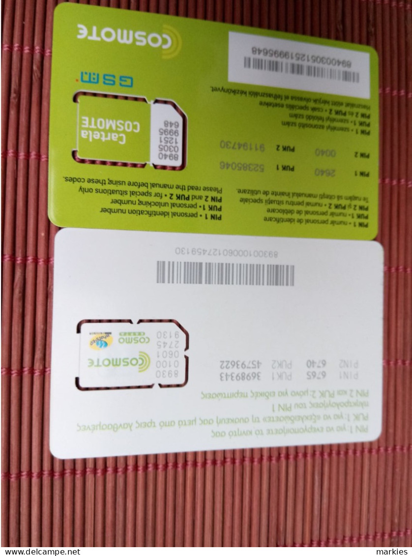 2 Gsm Cards Cosmote Mint 2 Photos Rare ! - Origine Sconosciuta