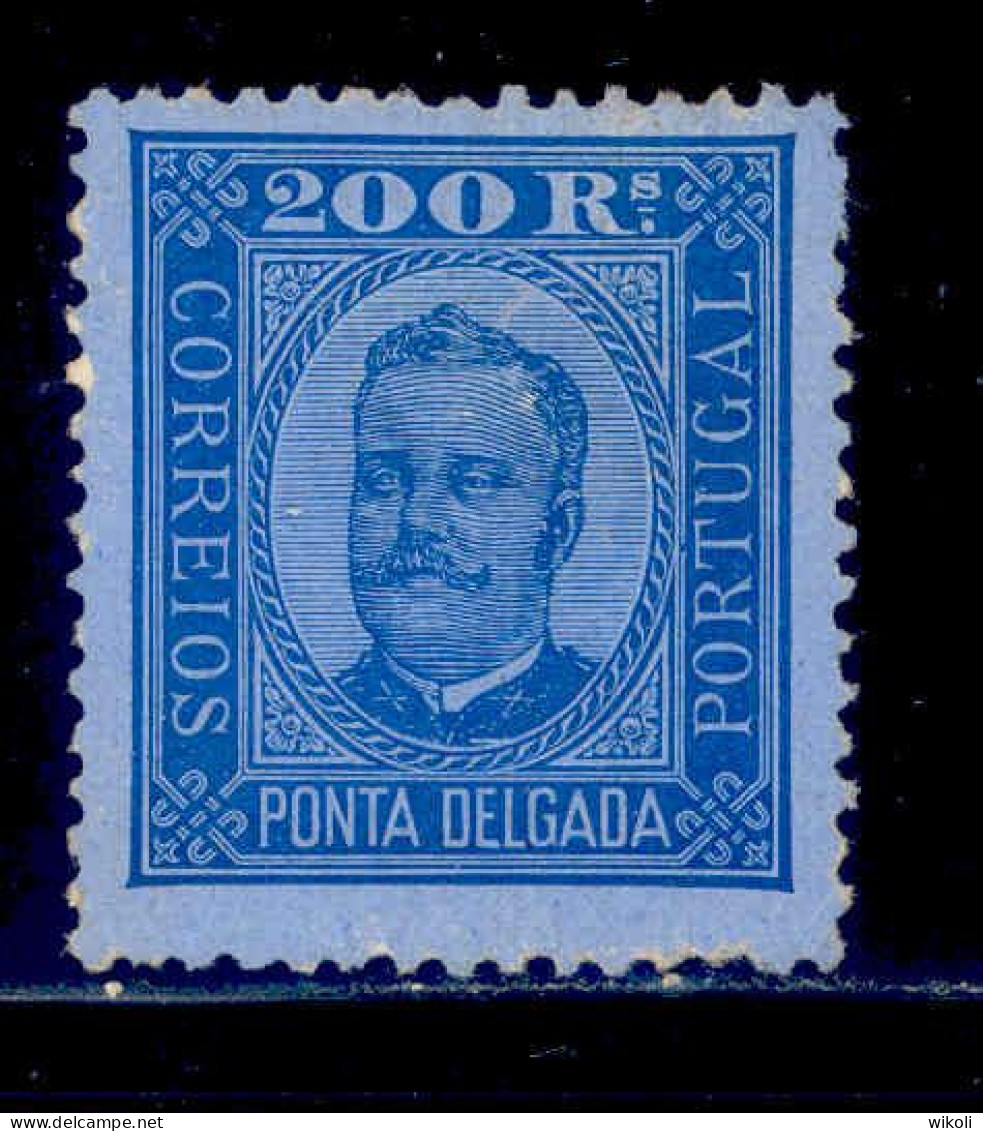 ! ! Ponta Delgada - 1892 D. Carlos 200 R (Perf. 12 3/4) - Af. 11 - No Gum - Ponta Delgada