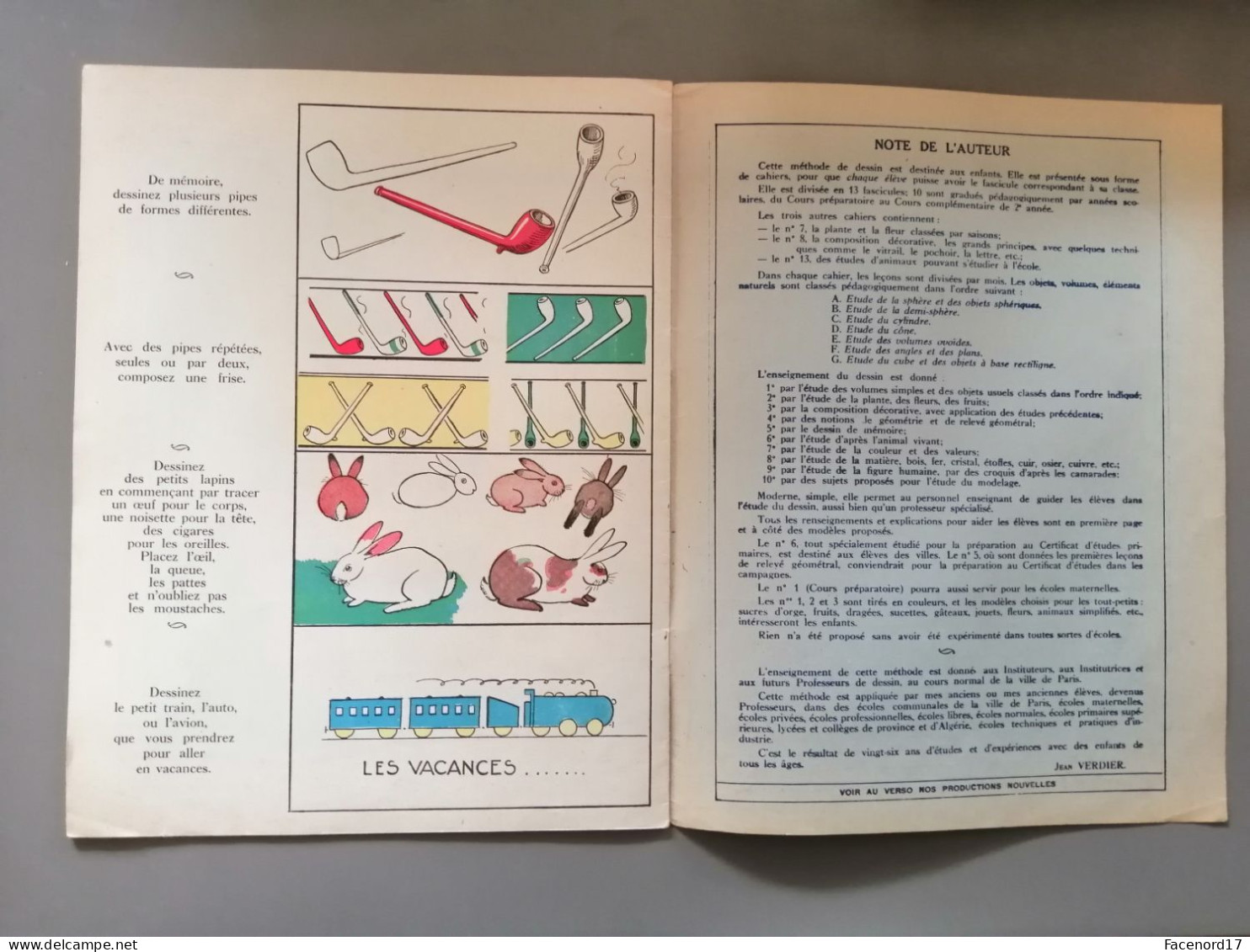 Le Dessin à L'école Par Jean Verdier Cahier N°1 Classe Préparatoire 1961 - 0-6 Años