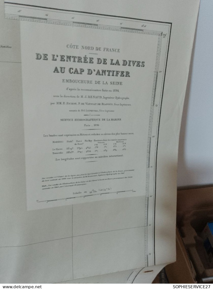 139 //  CARTE / SERVICE HYDROGRAPHIQUE DE LA MARINE 1896 / DE L'ENTREE DE LA DIVES AU CAP D'ANTIFER - Seekarten