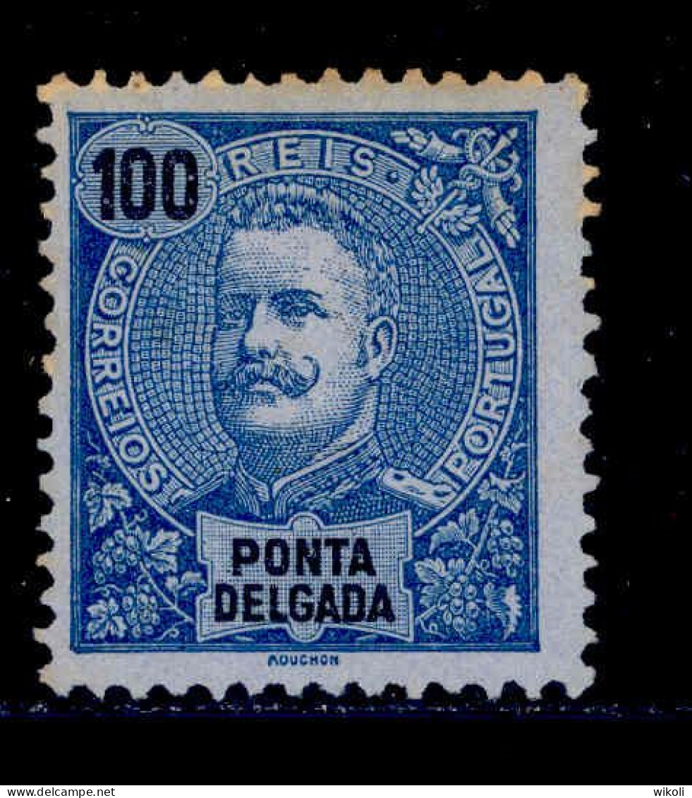 ! ! Ponta Delgada - 1897 D. Carlos 100 R - Af. 22 - No Gum - Ponta Delgada