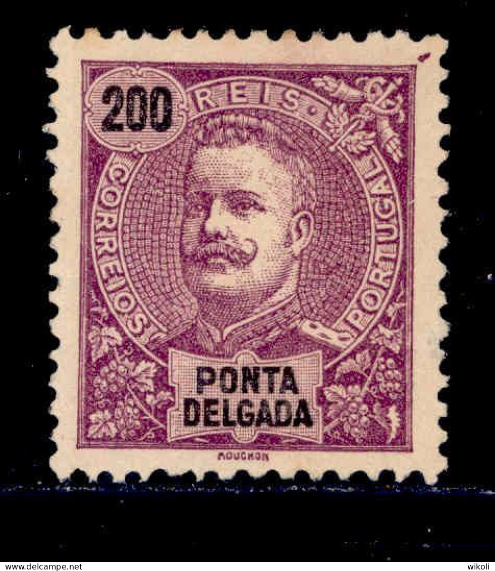 ! ! Ponta Delgada - 1897 D. Carlos 200 R - Af. 24 - No Gum - Ponta Delgada