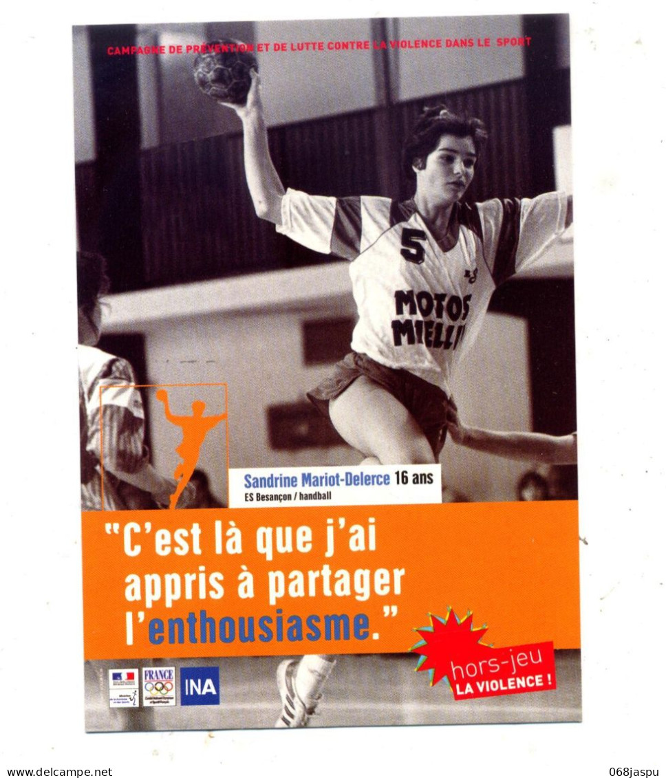 Carte Handball Mariot Delerce Hors Jeu Violence - Handball