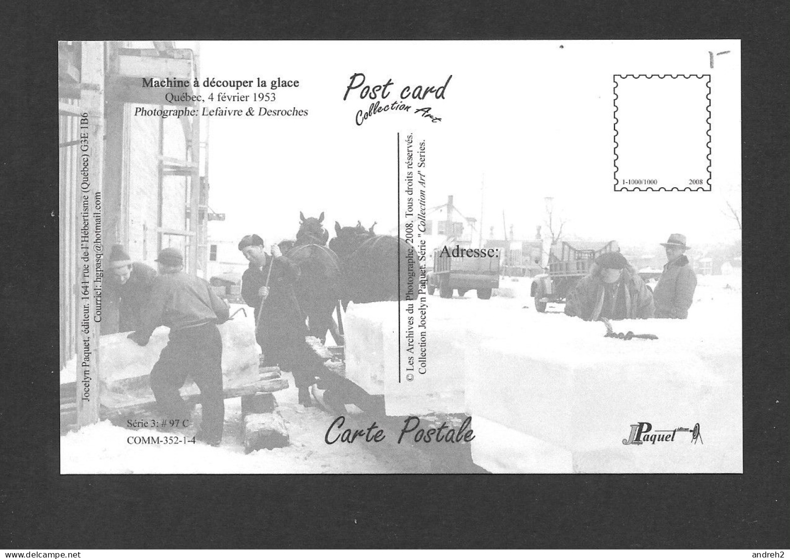 Québec - La Cité - Machine à Découper La Glace Photo Prise Le 4 Février 1953 Lefaivre & Desroches Éditeur Jocelyn Paquet - Québec - La Cité