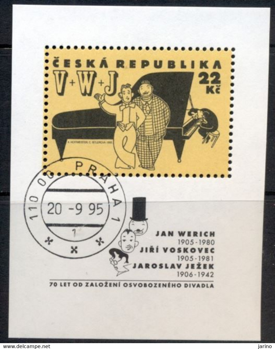 Czech Republic 1995,70TH ANNIVERSARY OF THE FOUNDATION OF FREE THEATRE Sheet, CTO, Nepouzitá - Ungebraucht