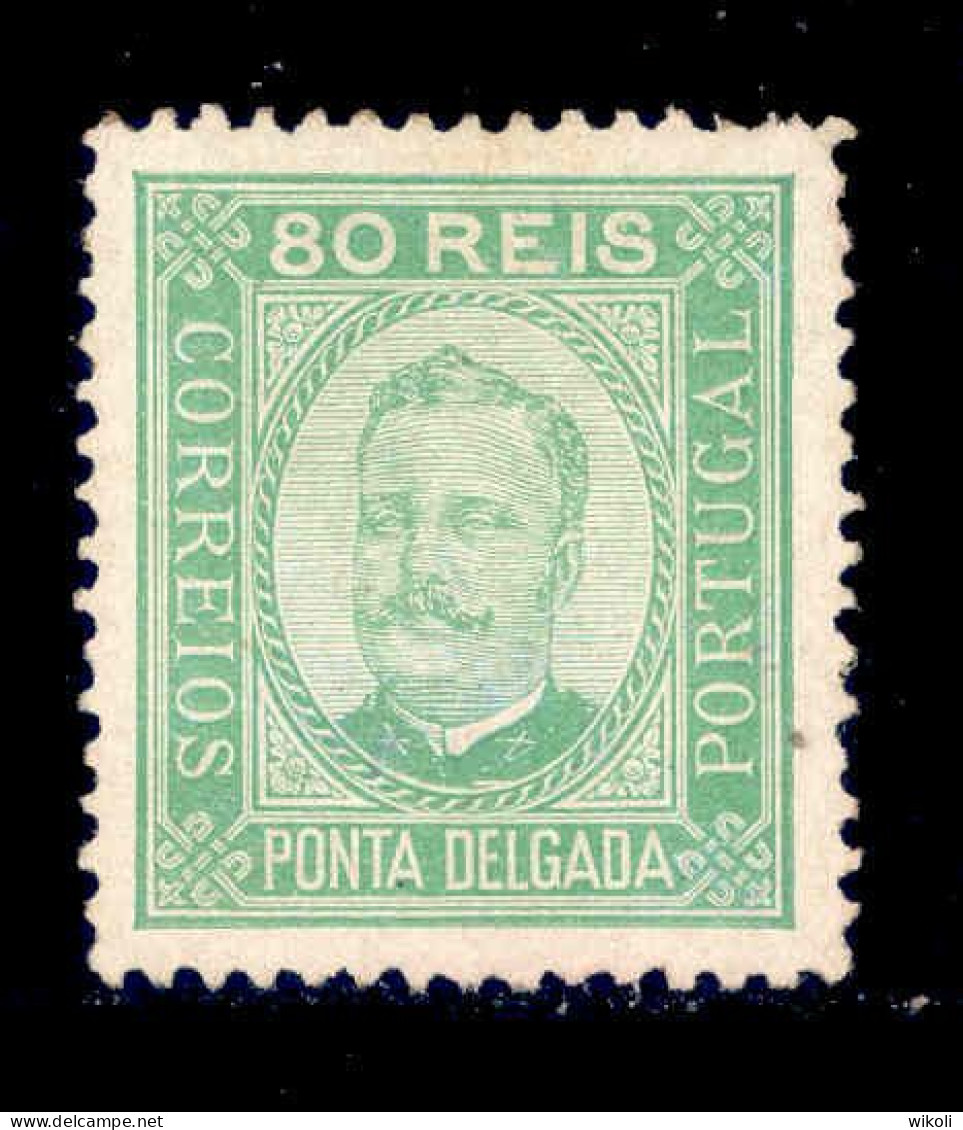 ! ! Ponta Delgada - 1892 D. Carlos 80 R (Perf. 12 3/4) - Af. 08 - No Gum - Ponta Delgada