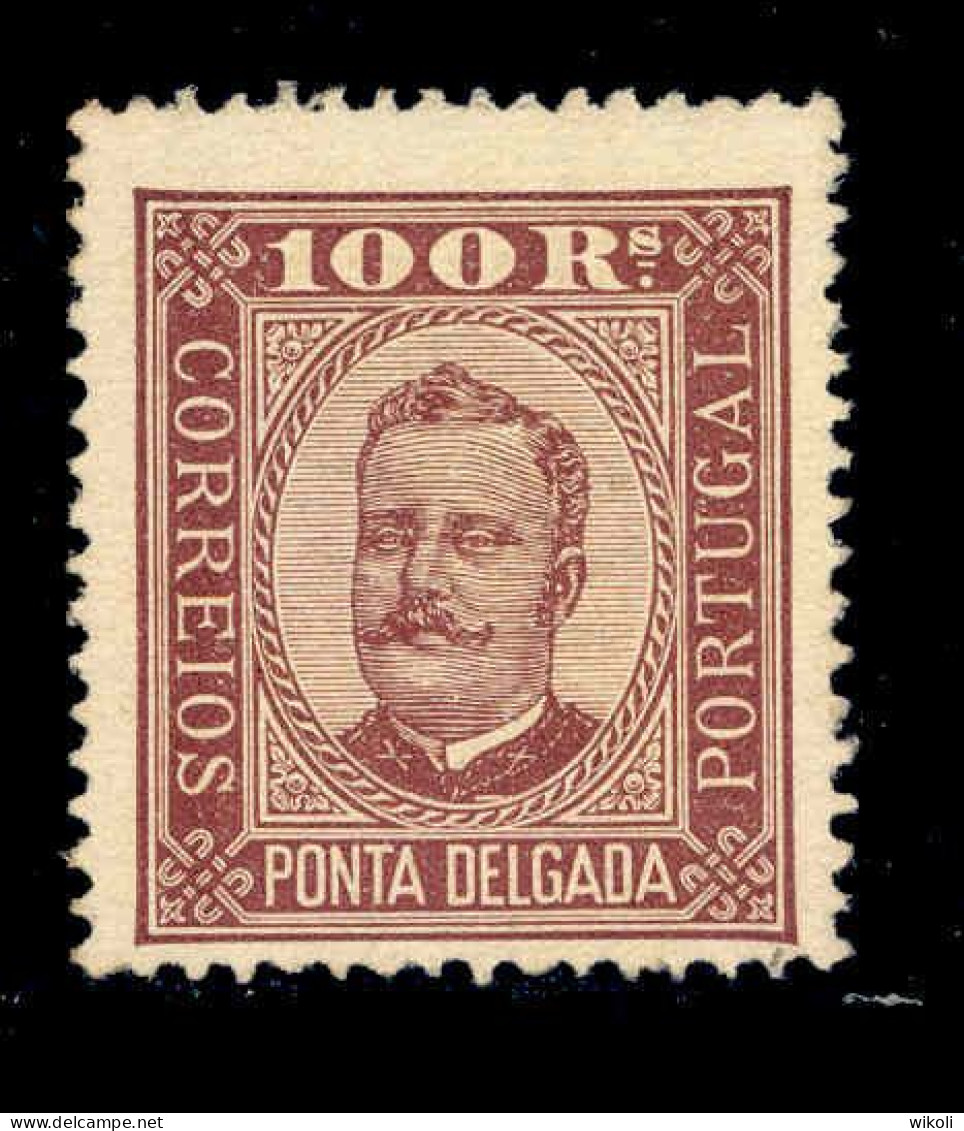 ! ! Ponta Delgada - 1892 D. Carlos 100 R (Perf. 13 1/2) - Af. 09 - No Gum - Ponta Delgada