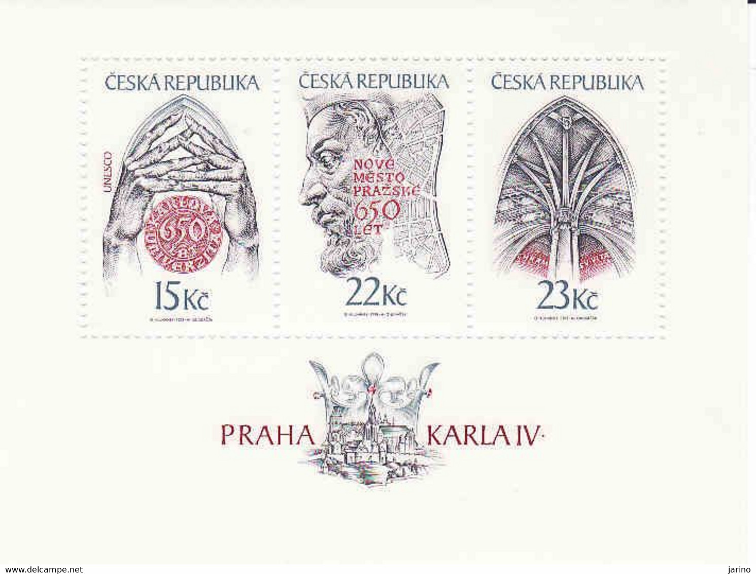 Czech Republic 1998, Mi 173 - 175 Praha Karla IV, MNH, Unused - Unused Stamps