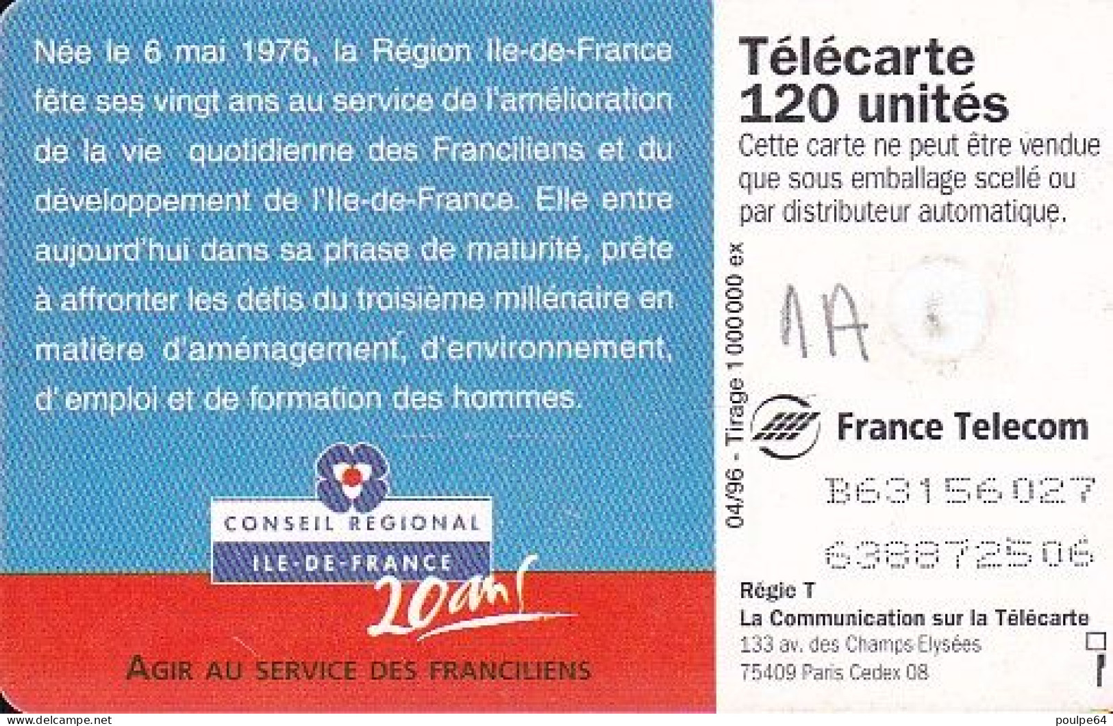 F644 04/1996 - îLE-DE-FRANCE - 120 GEM1A - 1996
