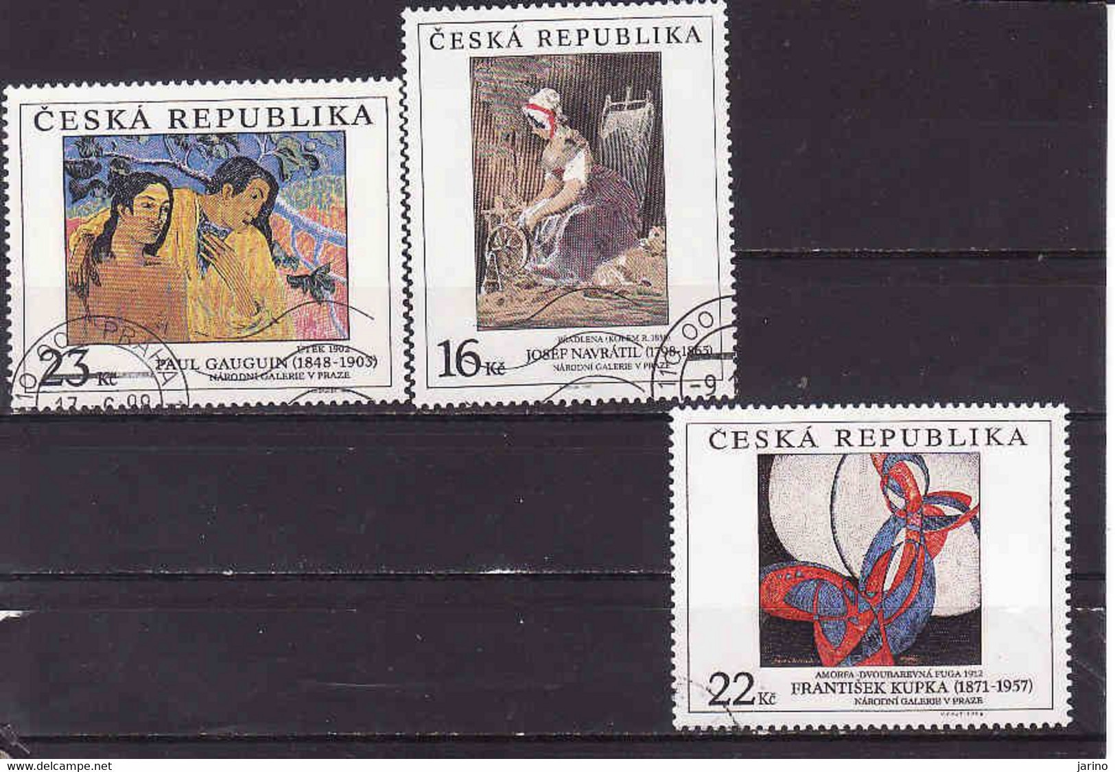 Tchéquie 1998, Art - Painting Kupka, Paul Gauguin, Navratil,  Oblitérés, Michel 189 - 191 - Gebruikt