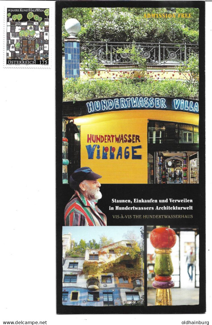 3250u: Österreich 2004, Marke Friedensreich- Plakat "Kunsthaus Wien" Postfrisch+ Folder Hundertwasserhaus - Museen