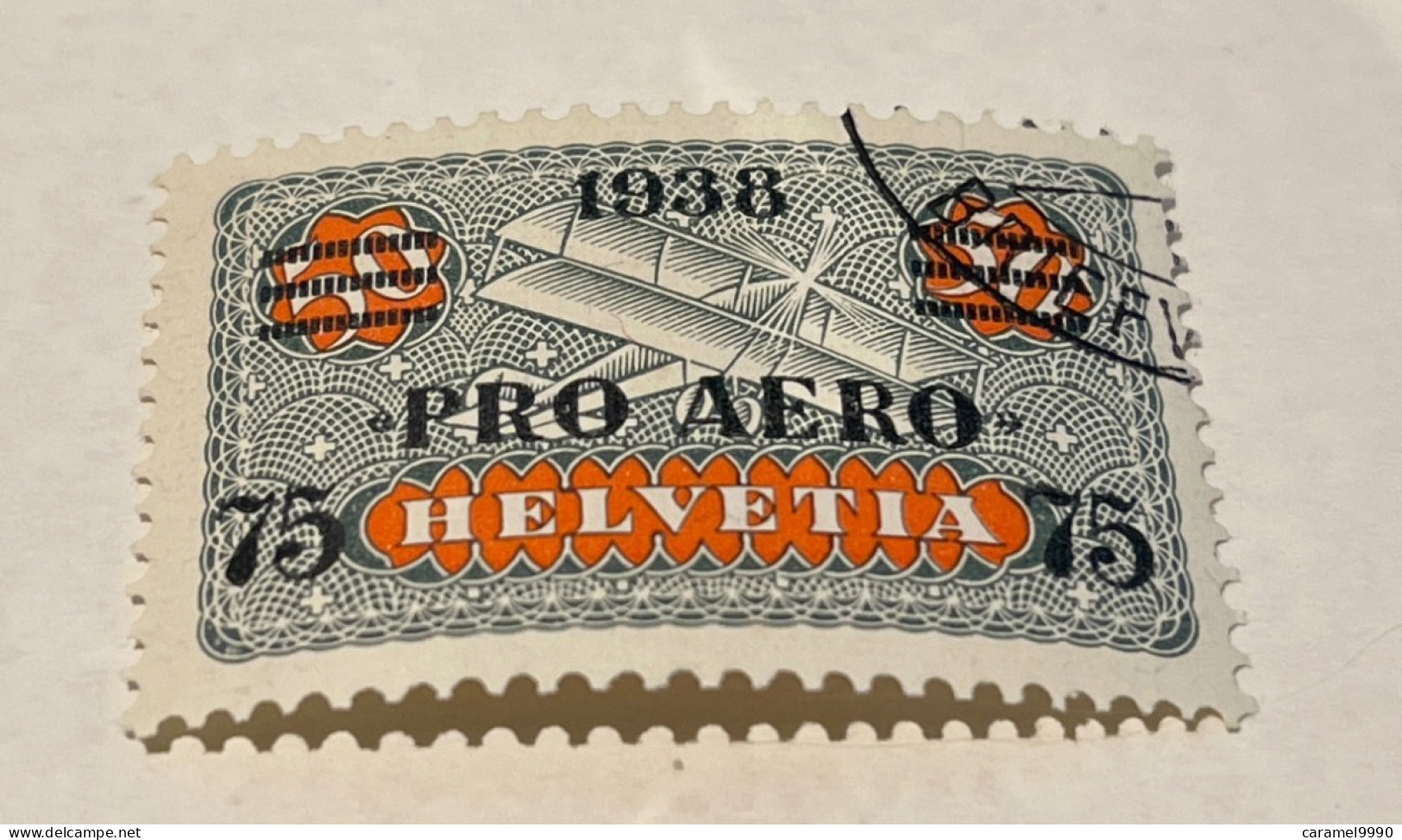 Schweiz Swiss Suisse1938 Helvetia  Nr Mi 325 PRO AERO 50 75 Cent  Z 38 - Usati
