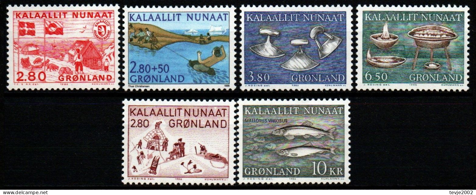 Grönland 1986 - Mi.Nr. 163 - 168 - Postfrisch MNH - Kompletter Jahrgang - Komplette Jahrgänge