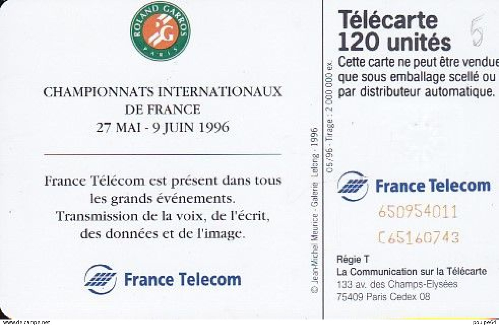 F647 05/1996 - ROLAND GARROS 96 - 120 SC7 - 1996