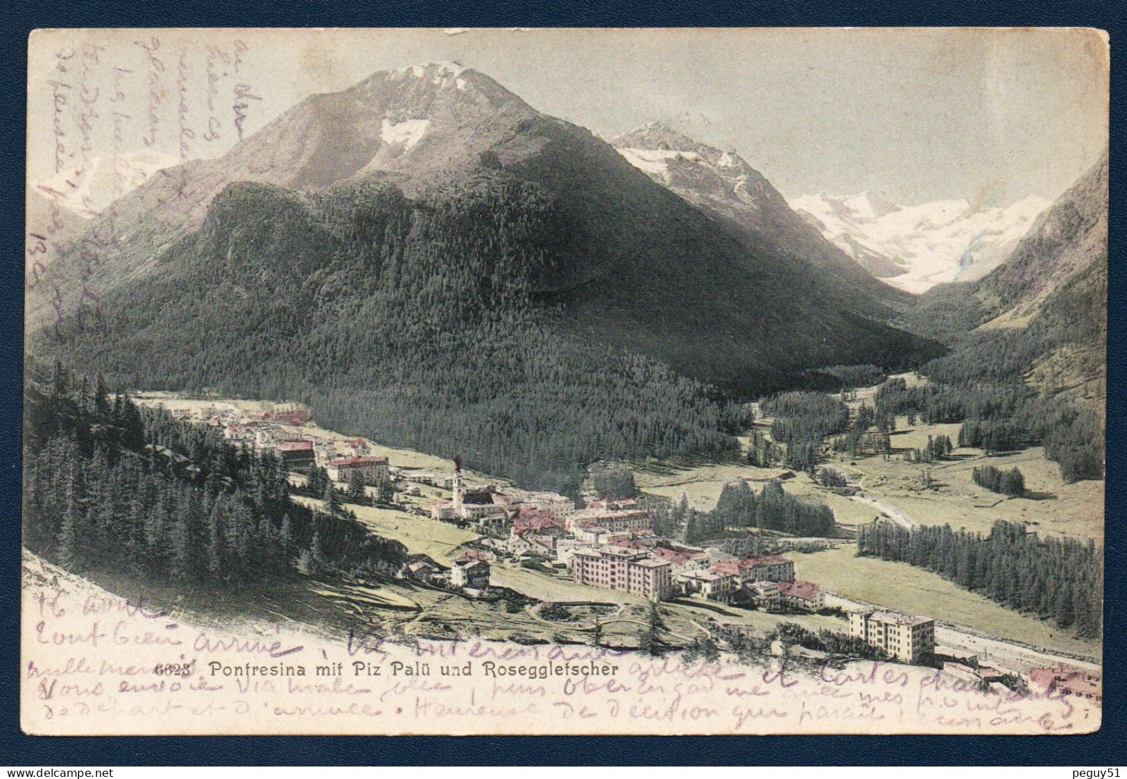 Grisons. Pontresina. Vue Aérienne Du Village Dans Le Val Bernina Avec Le  Piz Palu (3905 M) Et Le Glacier Rosegg. 1905 - Pontresina