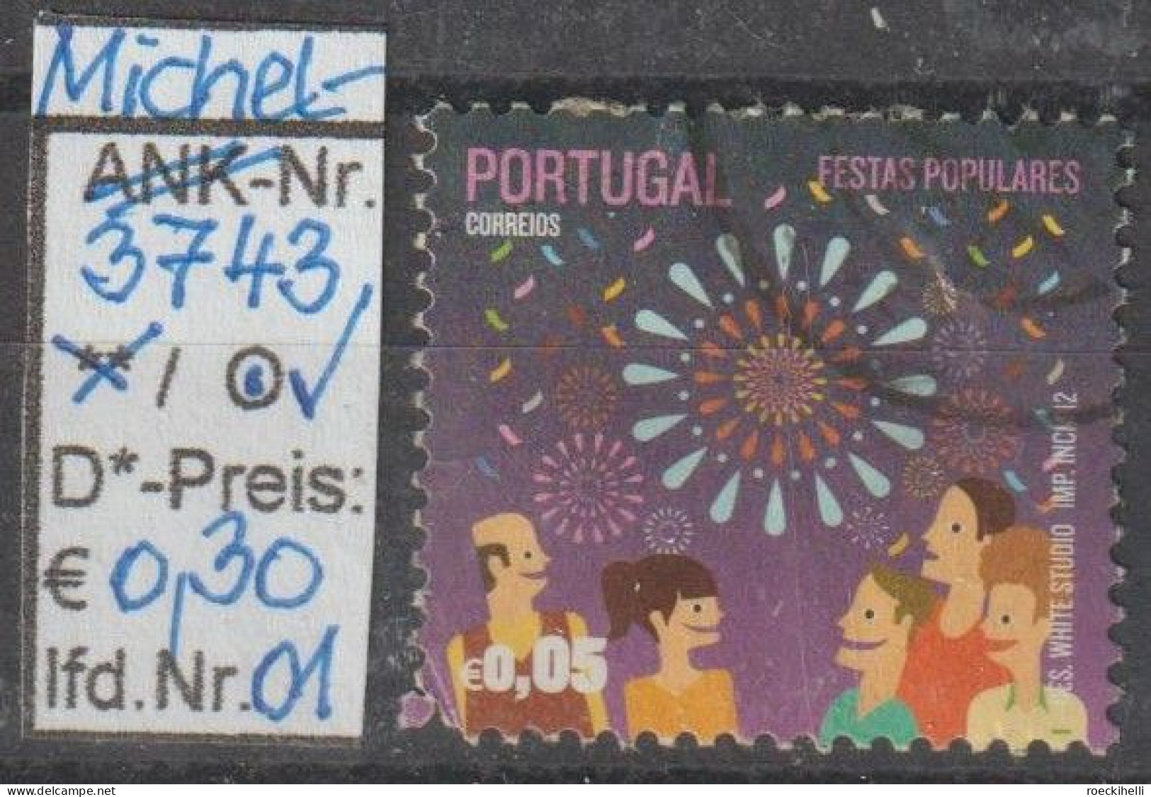 2012 - PORTUGAL - FM/DM "Traditionelle Feste-Feuerwerk" 0,05 € Mehrf. - O Gestempelt - S.Scan (port 3743o 01-02) - Oblitérés