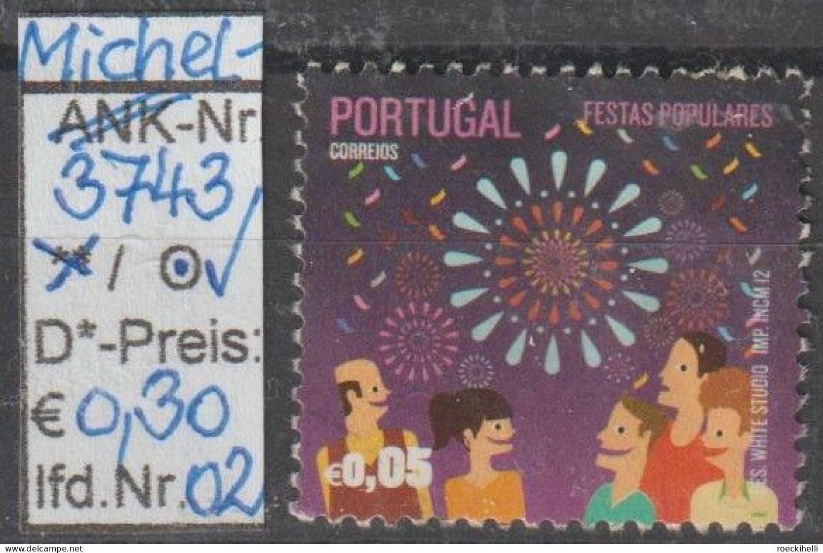 2012 - PORTUGAL - FM/DM "Traditionelle Feste-Feuerwerk" 0,05 € Mehrf. - O Gestempelt - S.Scan (port 3743o 01-02) - Usado