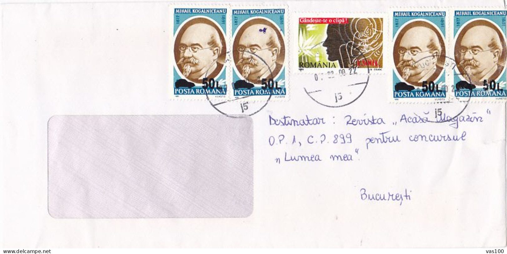 MIHAIL KOGALNICEANU, HEALTH, STAMPS ON COVER, 2000, ROMANIA - Covers & Documents