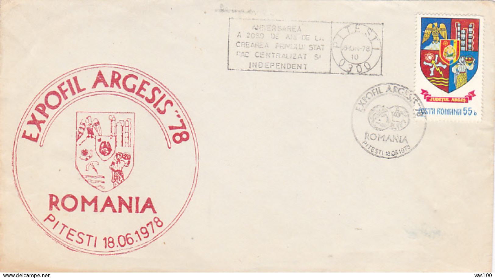DACIAN STATE ANNIVERSARY POSTMARKS, PITESTIPHILATELIC EXHIBITION SPECIAL COVER, 1978, ROMANIA - Covers & Documents
