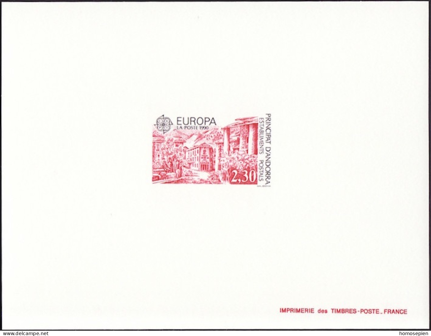 Andorre Français - Andorra épreuve 1990 Y&T N°EL388 - Michel N°DP409 *** - 2,30f EUROPA - Covers & Documents