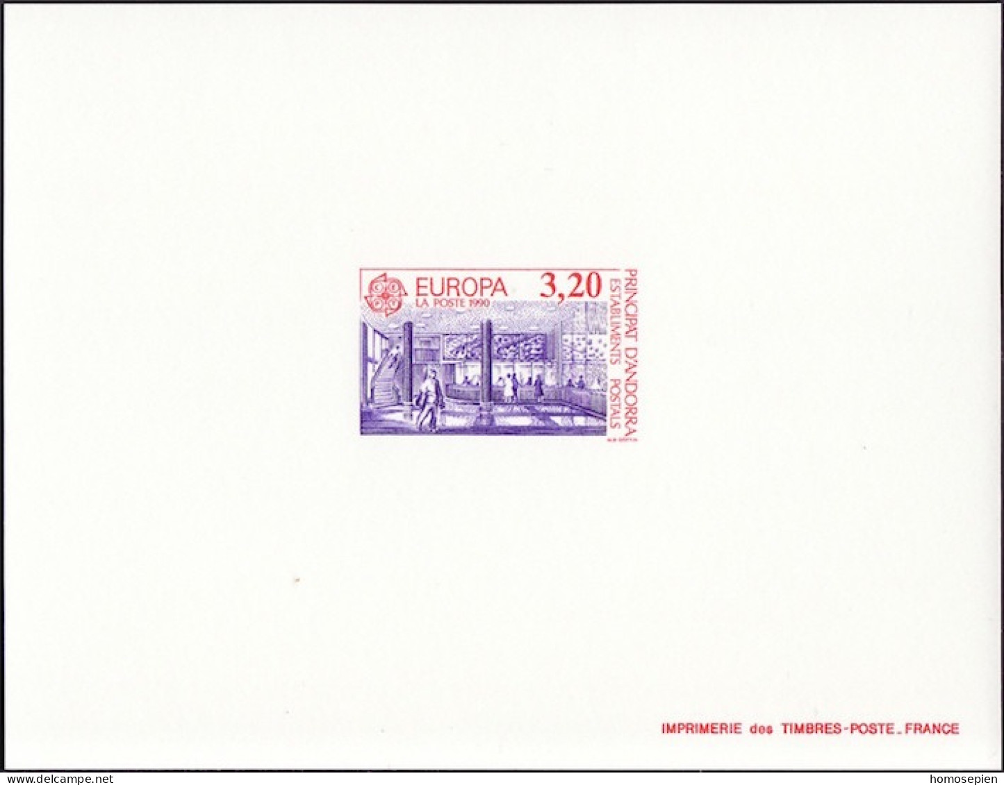 Andorre Français - Andorra épreuve 1990 Y&T N°EL389 - Michel N°DP410 *** - 3,20f EUROPA - Storia Postale