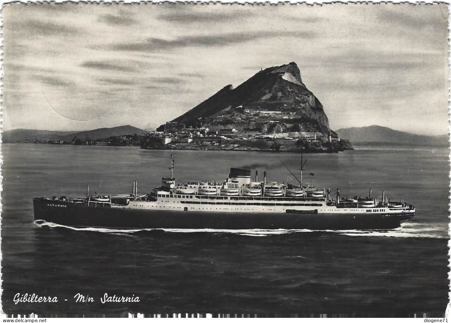 Gibilterra M/n Saturnia GF 1953 Italia Societa Di Navigazione Genova - Ferries