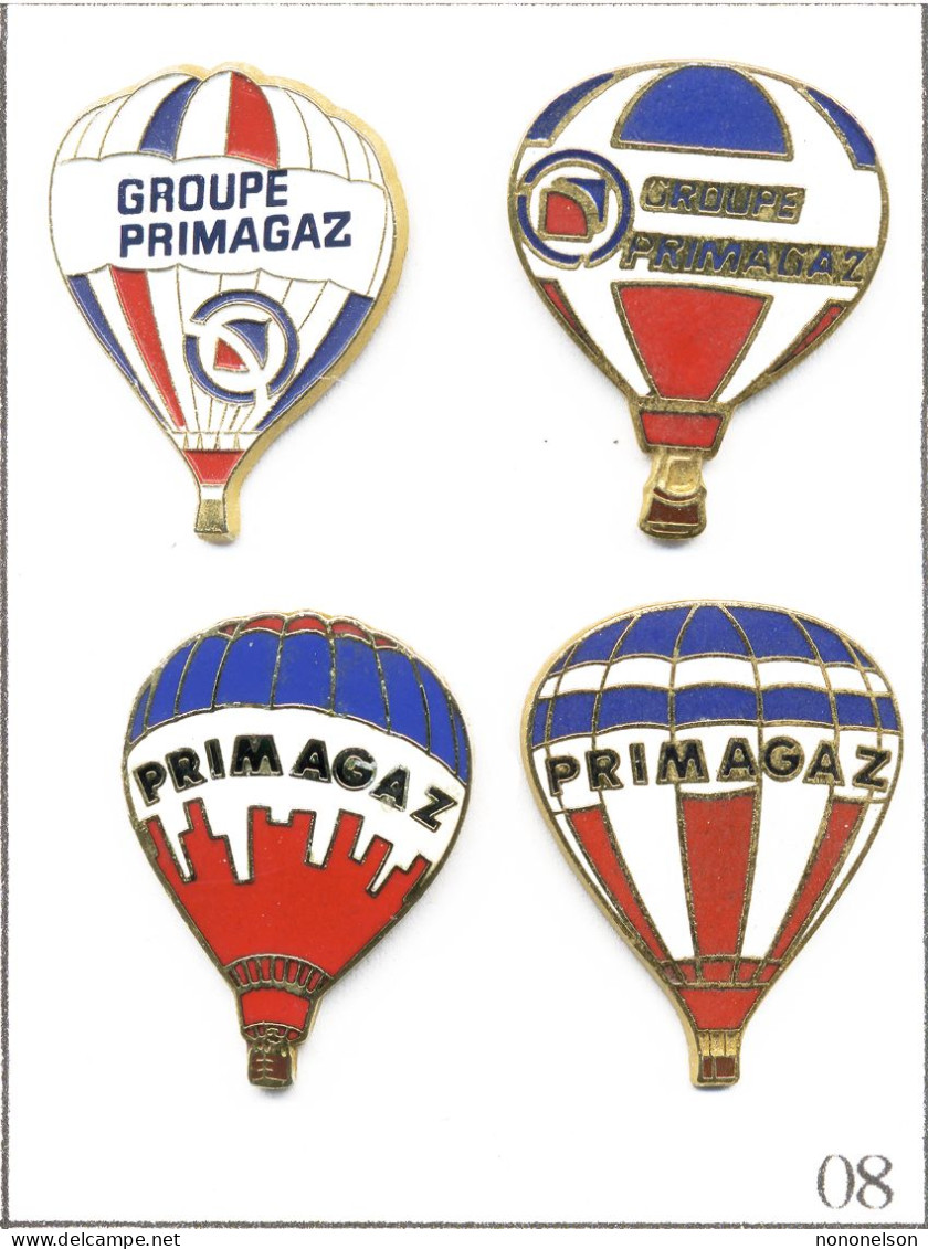 LOT 4 Pin's Transport - Montgolfière / Ballon Groupe Primagaz. EGF. T724-08B - Montgolfières