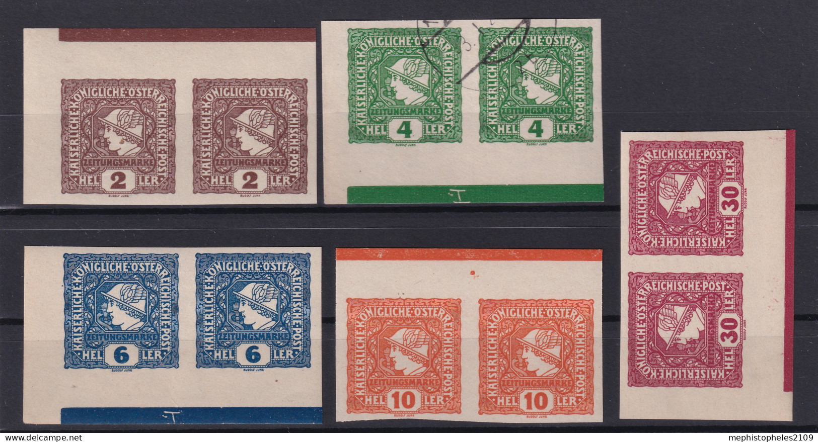 AUSTRIA 1916 - MNH/canceled - ANK 212-216 - Complete Set Of Pairs! - Neufs