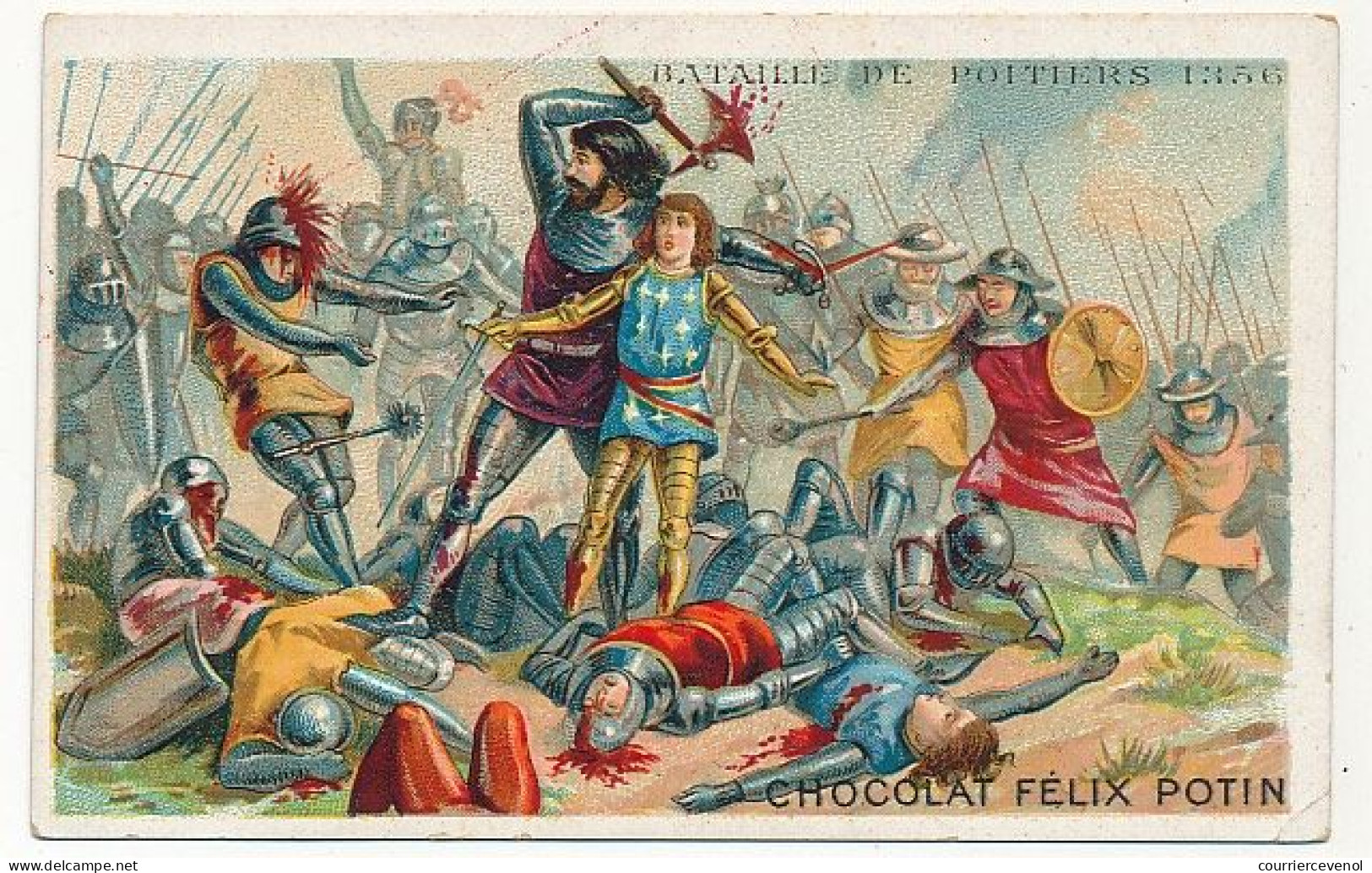 4 Images CHOCOLAT FELIX POTIN - Bataille De Poitiers, Charlemagne, Siège De Melun, Bataille D'Hastings - Sonstige & Ohne Zuordnung