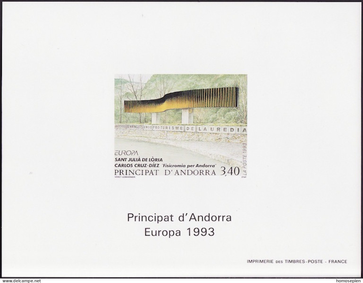 Andorre Français - Andorra épreuve 1993 Y&T N°EL431 - Michel N°DP452 *** - 3,40f EUROPA - Storia Postale