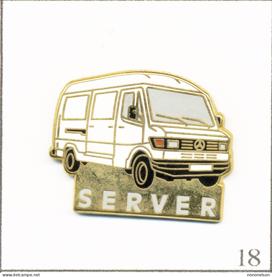 Pin's Transport - Utilitaire / Mercedes Server - Version Blanche. Estampillé Sofrec. Zamac. T726-18 - Mercedes