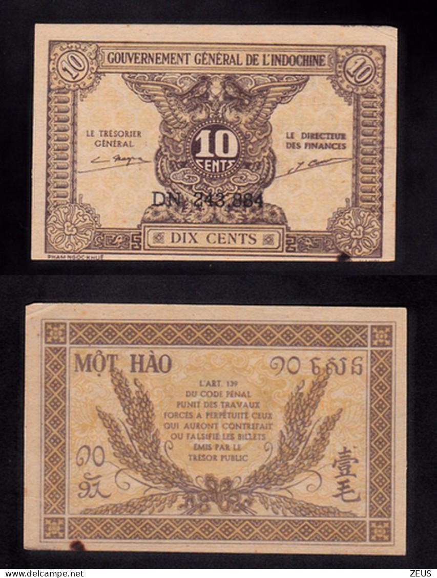 INDOCINA 10 CENTS 1942 PIK 89A QFDS - Indochine