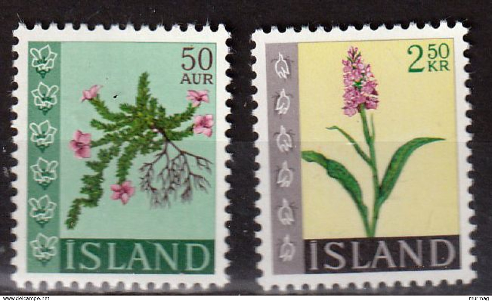 ISLANDE - Fleurs, Flowers, Saxifrange à Feuilles Opposées, Orchidée - Y&T N° 370-371 - 1968 - MNH - Nuovi