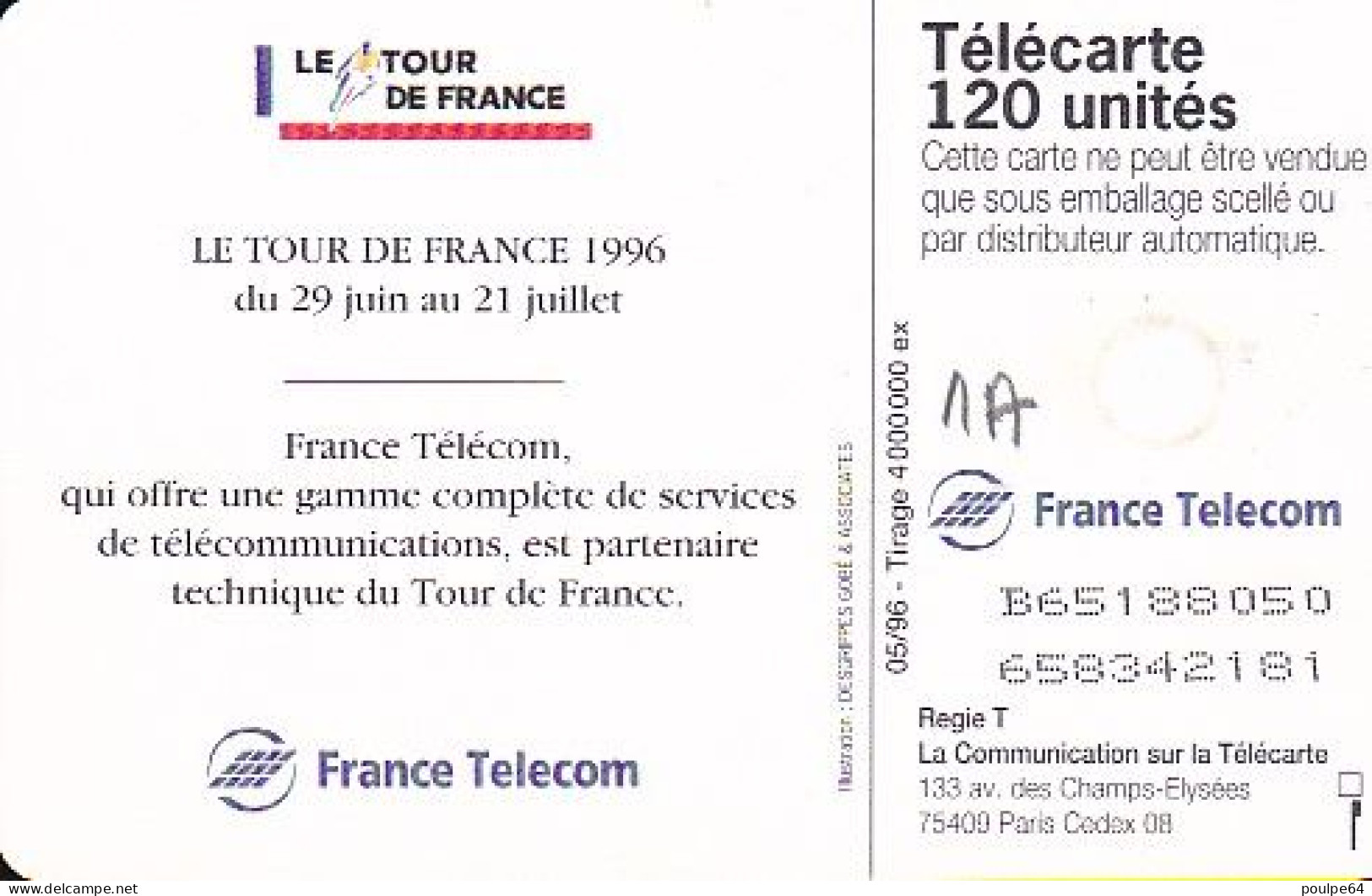 F654 05/1996 - TOUR DE FRANCE 96 - 120 GEM1A - 1996