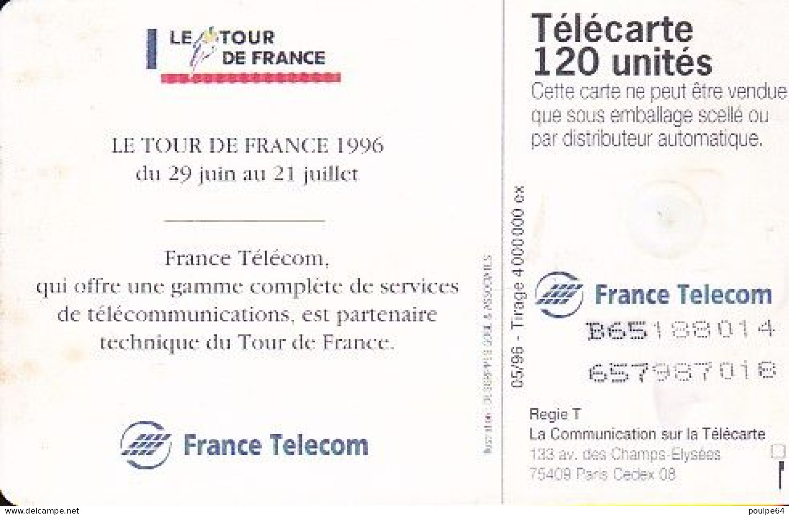 F654 05/1996 - TOUR DE FRANCE 96 - 120 GEM1B - 1996