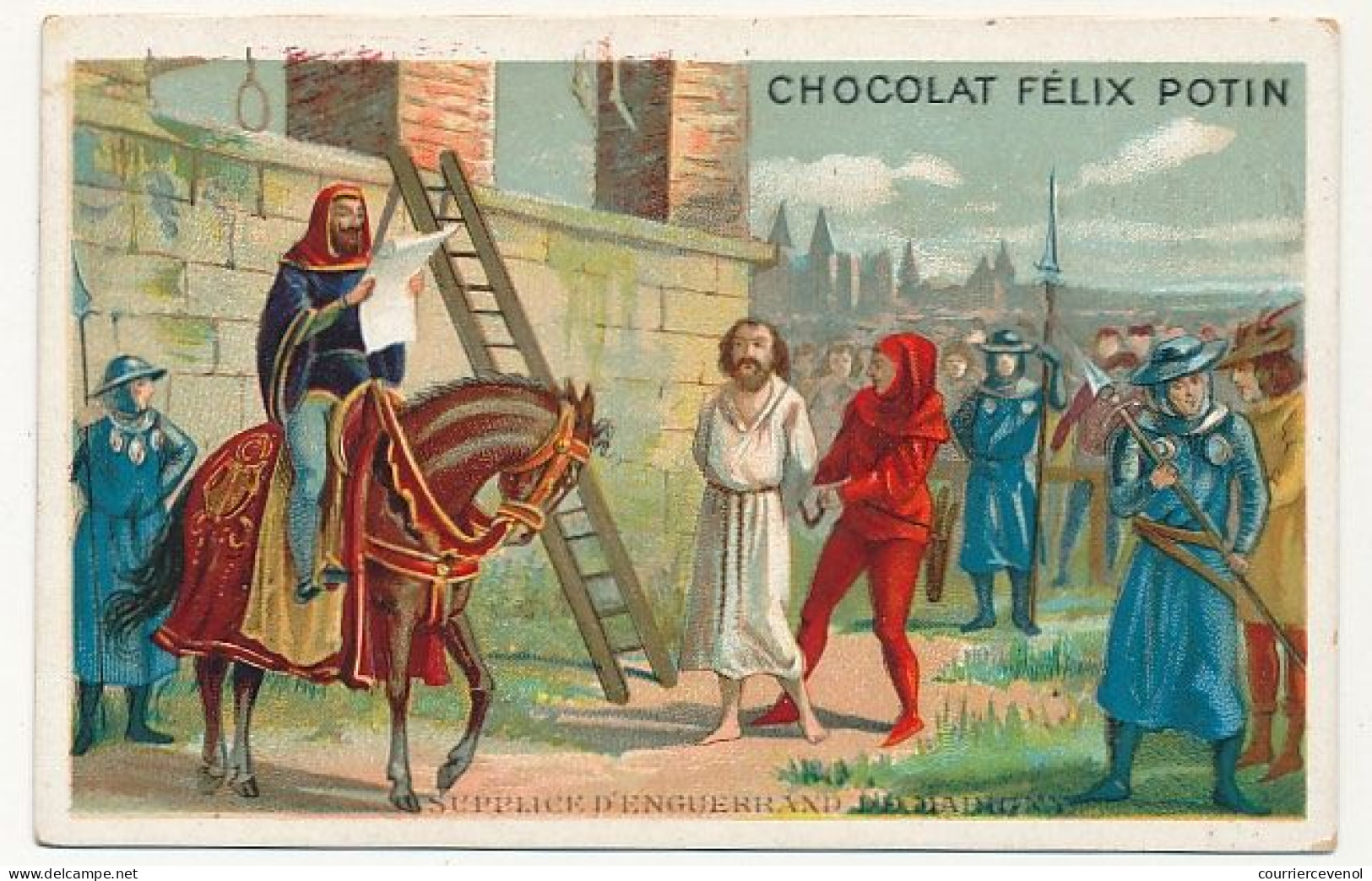 4 Images CHOCOLAT FELIX POTIN - Baudoin Comte De Flandre, Sainte Geneviève..., Supplice D'Enguerrand, Baptème... - Sonstige & Ohne Zuordnung