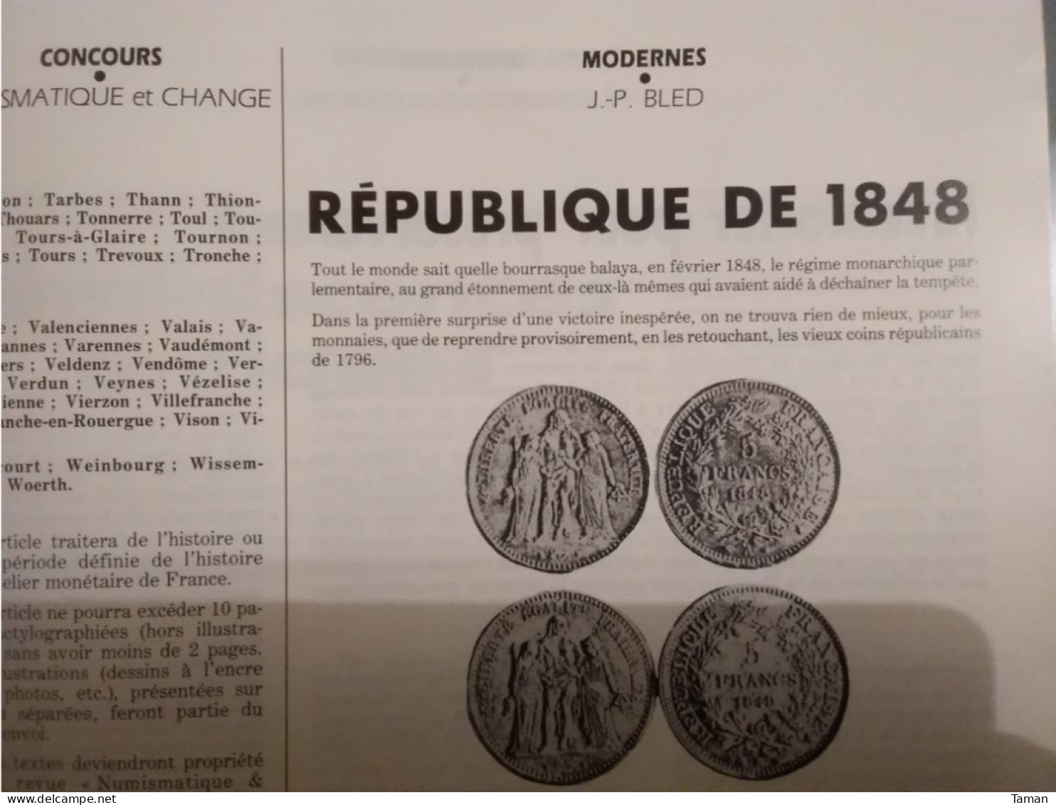 Numismatique & Change - République 1848 - Les Monnaies Antiques - French