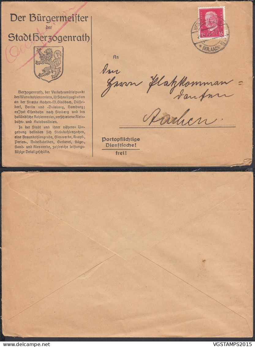 Belgique 1929 - Lettre De Belgique De L'occupation Belge En Allemagne Pour Le Commandant De La Place (EB) DC-12162 - 1929-1941 Gran Montenez