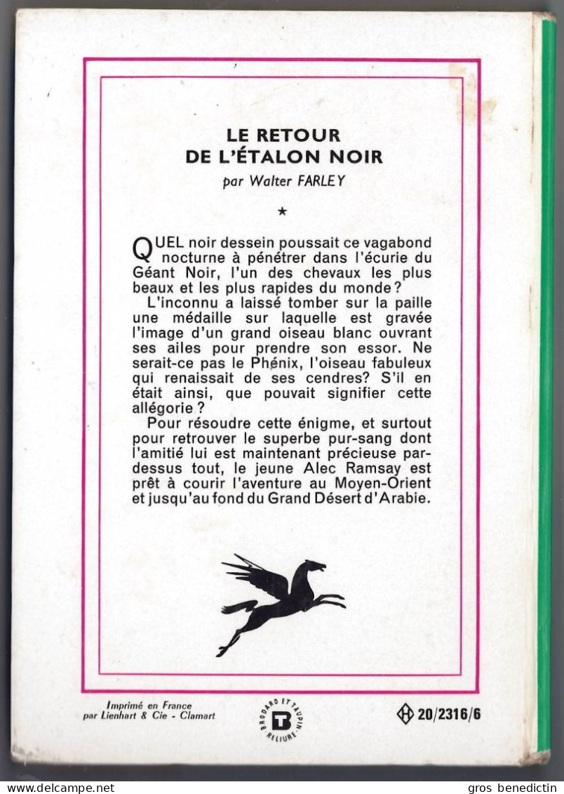 Hachette - Bibliothèque Verte N°290 - Walter Farley - "Le Retour De L'Etalon Noir" - 1968 - Bibliotheque Verte