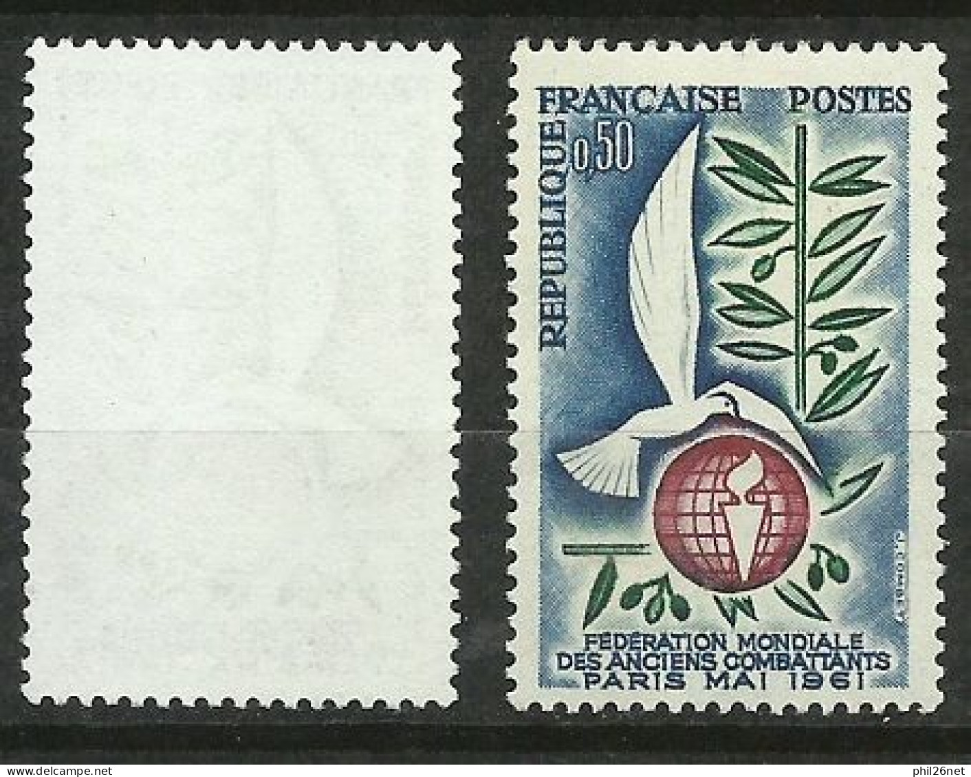 France N°1292  Anciens Combattants  Bleu Absent  Neuf  ( * ) B/TB  Timbre Type Sur Les Scans Pour Comparer Soldé ! ! ! - Ungebraucht