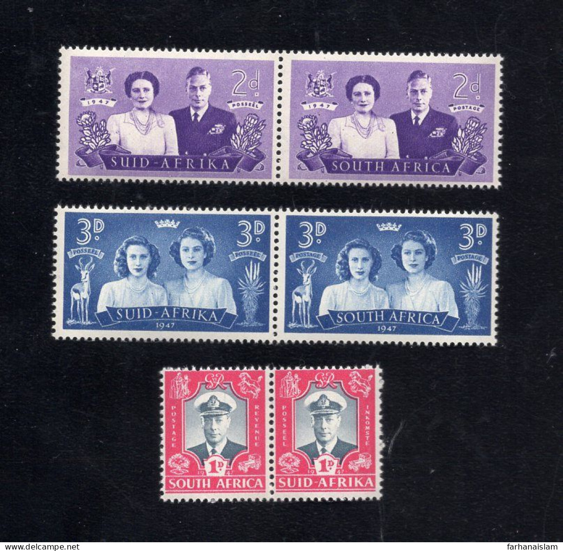 South Africa Suid Afrika Pair 1947 KG VI MNH - Unused Stamps