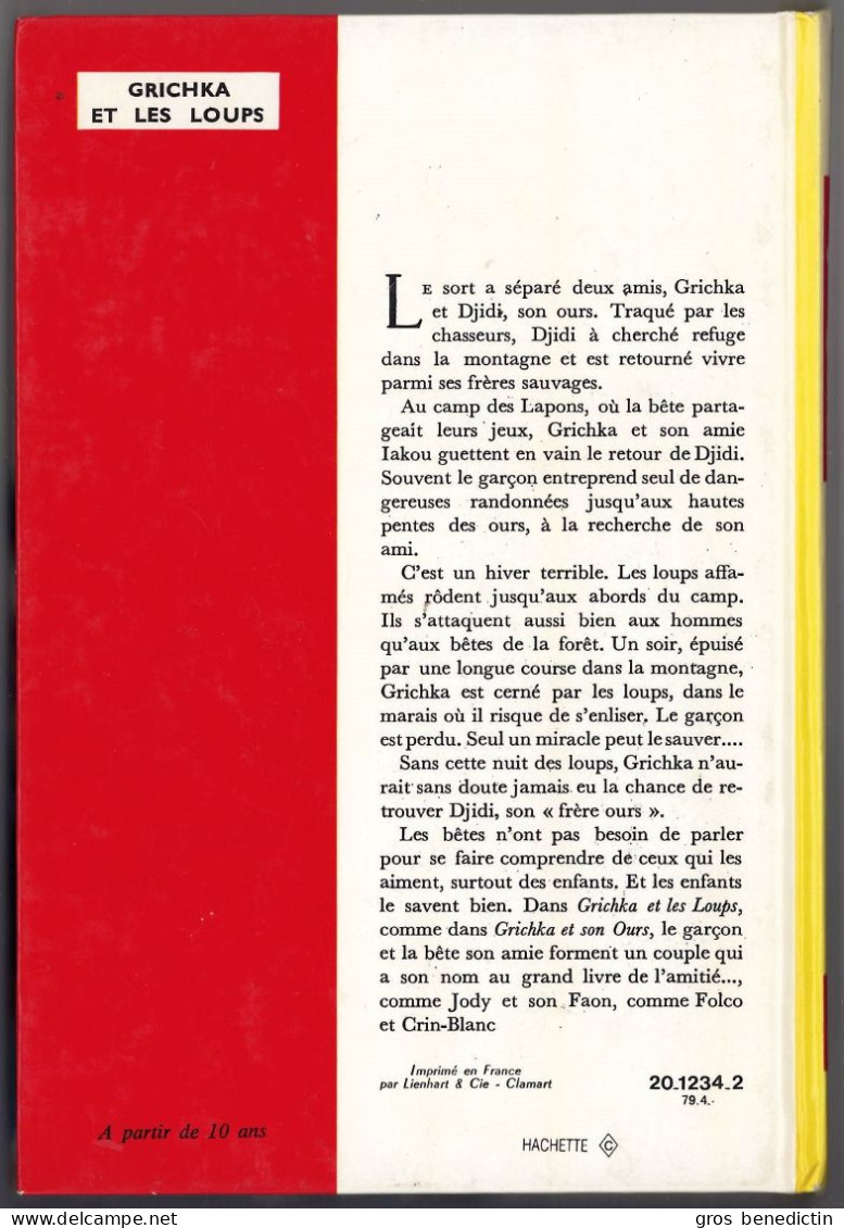 Hachette - Idéal Bibliothèque - René Guillot - "Grichka Et Les Loups" - 1979 - Ideal Bibliotheque