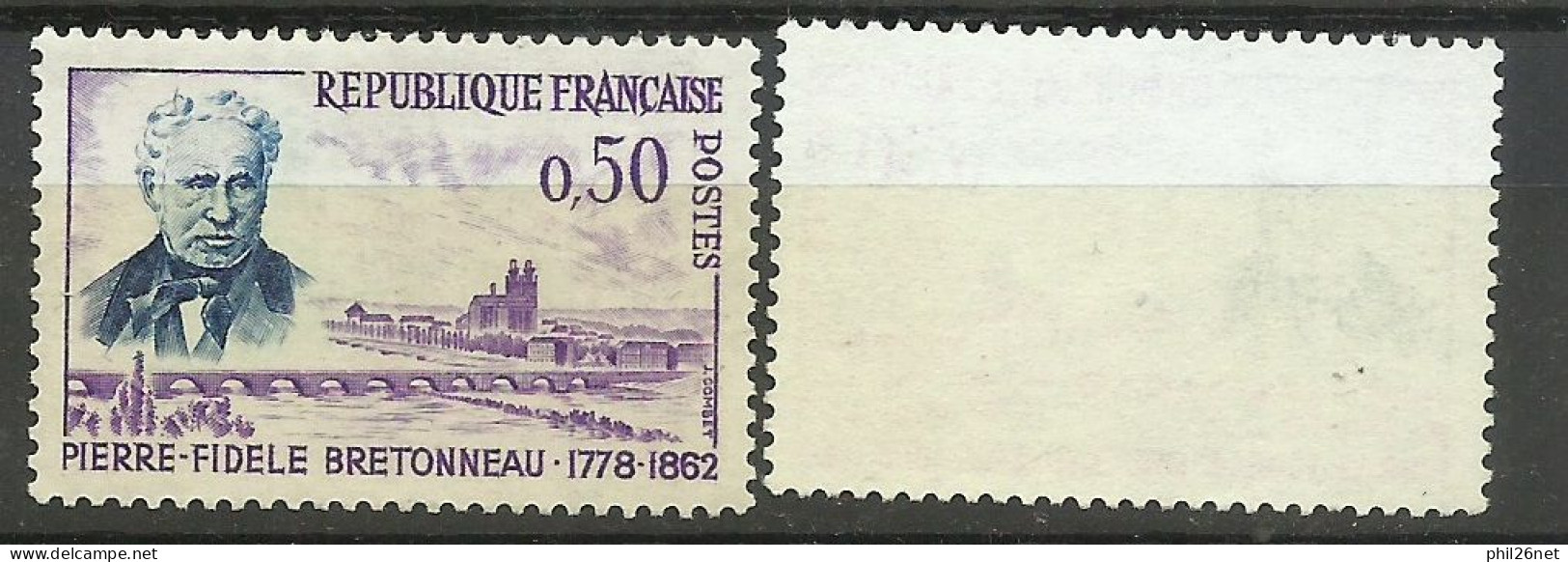 France N°1328  P.F. Bretonneau Rose Et Gris Neuf  ( * ) B/TB  Timbre Type Sur Les Scans Pour Comparer Soldé ! ! ! - Ungebraucht