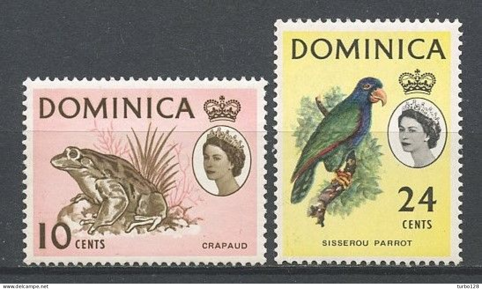 DOMINIQUE 1963 N° 166 Et 170 ** Neufs MNH Superbes C 10.40 € Faune Batracien Crapaud Oiseaux  Birds Perroquet Animaux - Dominica (...-1978)