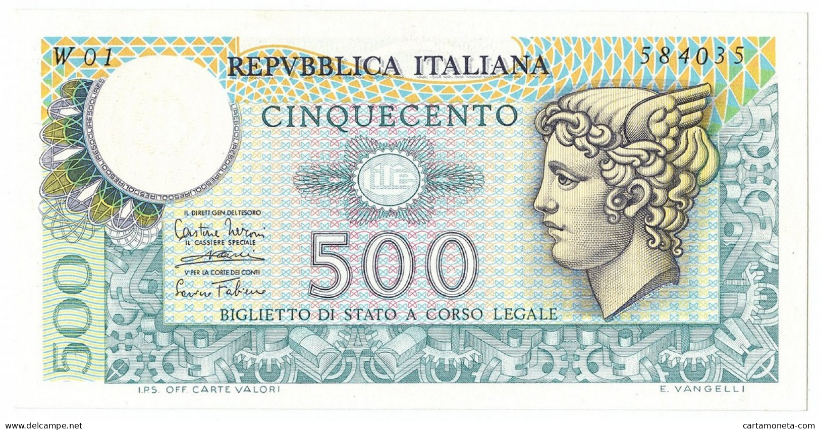 500 LIRE BIGLIETTO DI STATO MERCURIO SERIE SOSTITUTIVA 14/02/1974 SUP+ - Otros & Sin Clasificación