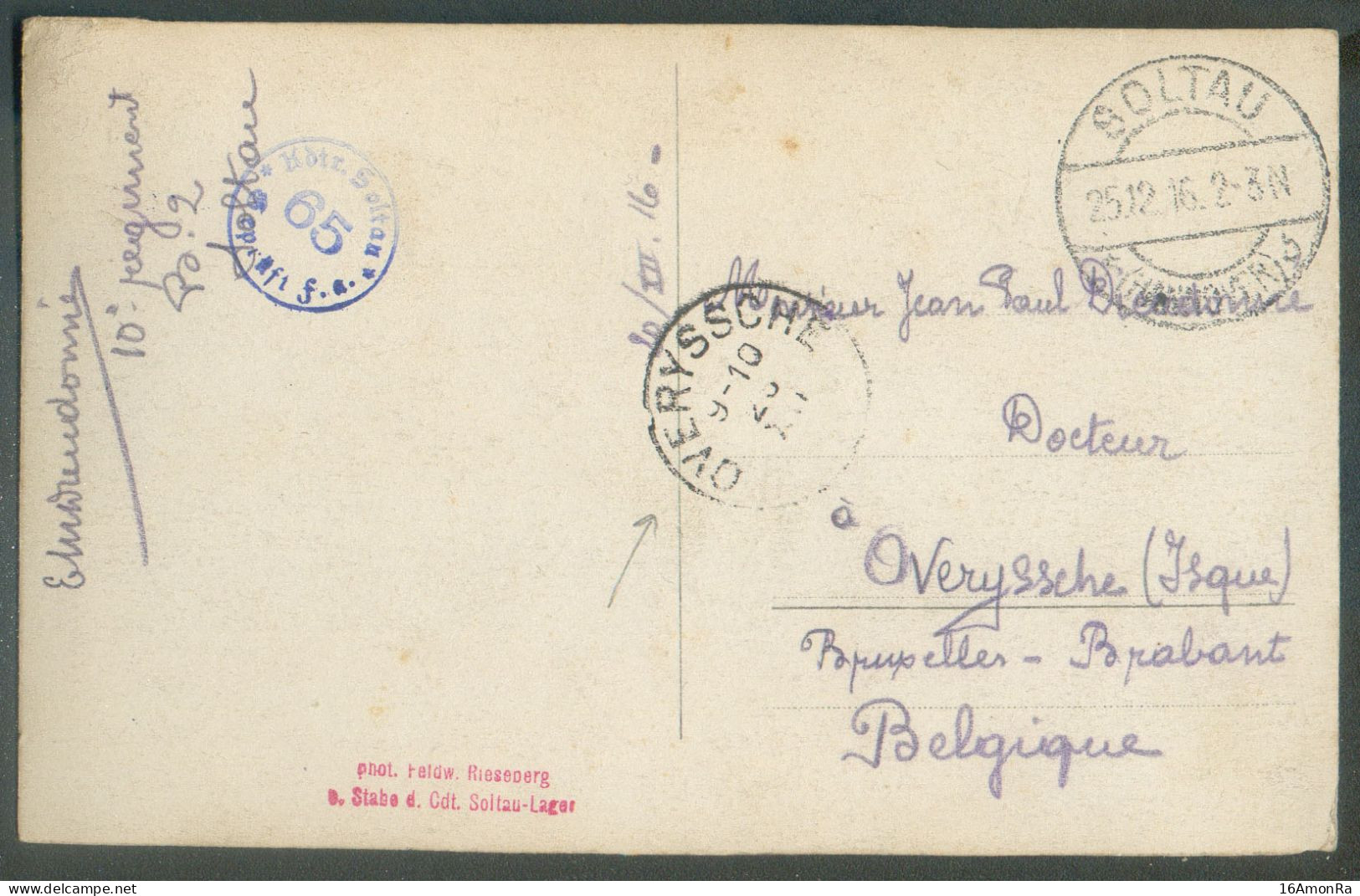 Carte Photo (2 Militaires Alliés) Obl. Dc SOLTAU 25.12.16 Vers OVERYSSCHE   - 21724 - Prisioneros